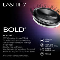 Lashify Bold 14mm Gossamer DIY Eyelash Extensions Refill, Black, Easy False Eyelashes for a Natural Look