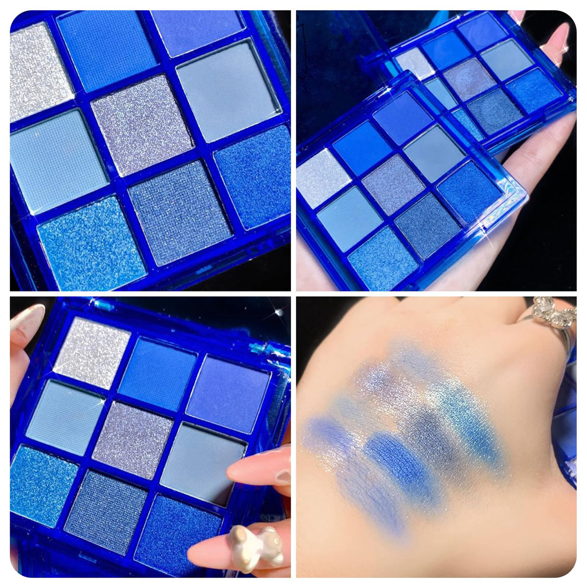 Leogony Blue Eyeshadow Palette, Matte Eye Shadows Pallets Women, Glitter Eye Shadow Palettes for Makeup