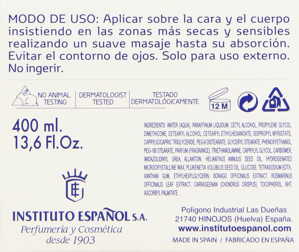 Instituto Español Instituto Espanol Atopic Skin Deep Care Cream 400 ml.