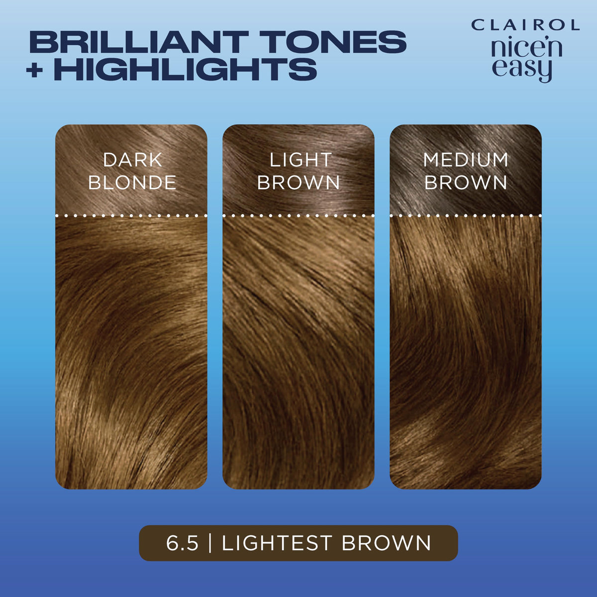Clairol Nice'n Easy Crème, Natural Looking Oil Infused Permanent Hair Dye, 6.5 Lightest Brown