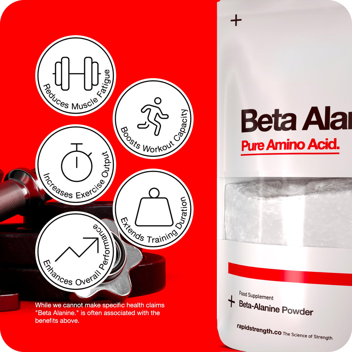 Rapid Strength Beta Alanine Powder - Premium Beta Alanine Supplement for Strength and Endurance - Amino Acid Supplement - Suitable for Men and Women - UK Made