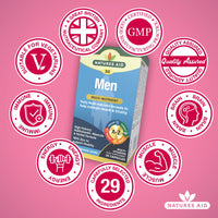 Natures Aid Men's Multi-Vitamins and Minerals Capsules (29 Essential Vitamins and Minerals + Superfood Complex, 30 Capsules, Suitable for Vegetarians, Made in the UK)