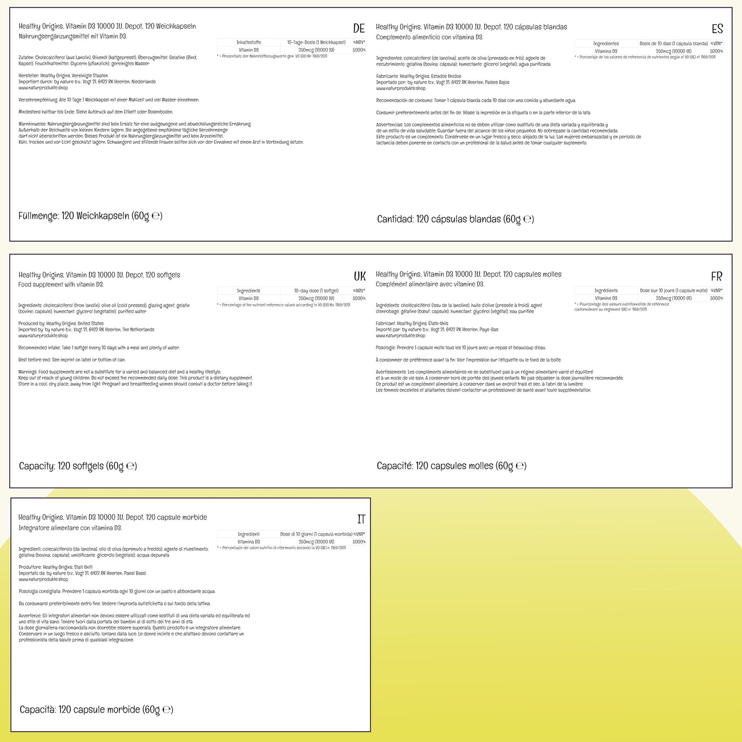 Healthy Origins, Depot Vitamin D3 250mcg (10,000 IU), Depot, 1 Capsule Every 10 Days, 120 Softgels, Highly Dosed, Lab-Tested, Soy Free, Gluten Free, Non GMO