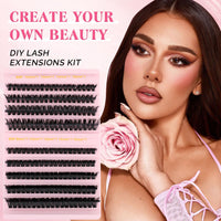 Sixstarhair Eyelashes Individual Kit 60D+80D Cluster Lashes with Tweezers and Lash Bond and Remover Kit Thick Clumpy Lashes Individual Cluster 8-16mm Fluffy Lash Extensions Diy at Home
