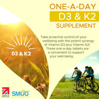 SMUG Supplements Vitamin D3 4000iu & Vitamin K2 100ug MK-7-365 Britsh Made Tablets - Supports Immune System - Promotes Healthy Bones - Vegetarian- for Men and Women