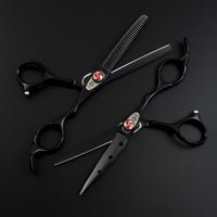 6.0" Professional Hairdressing Cutting Shear Set - Salon Hair Thinning Scissor Kit for Barber - by Dream Reach (Black)