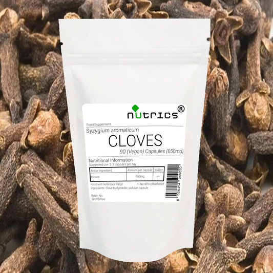 Nutrics® 650mg Clove 100% Pure 90 V Capsules (1 Month Supply) - Cloves Syzygium aromaticum - Suitable for Vegan Vegetarian Halal & Kosher