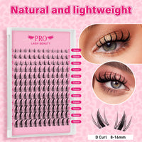 PRO LASHBEAUTY Cluster Lashes Kit 144 PCS Invisible Band DIY Lash Extension Natural 8-16mm Lash Clusters with Clear Glue Transparent Lash Bond and Seal Lash Remover Tweezer(Leaf-8-16mm Mix)