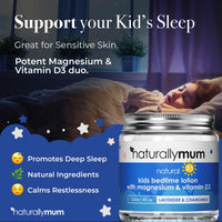 NaturallyMum Kids Magnesium Bedtime Lotion with Vitamin D (120ml (Pack of 1), Lavender & Chamomile)
