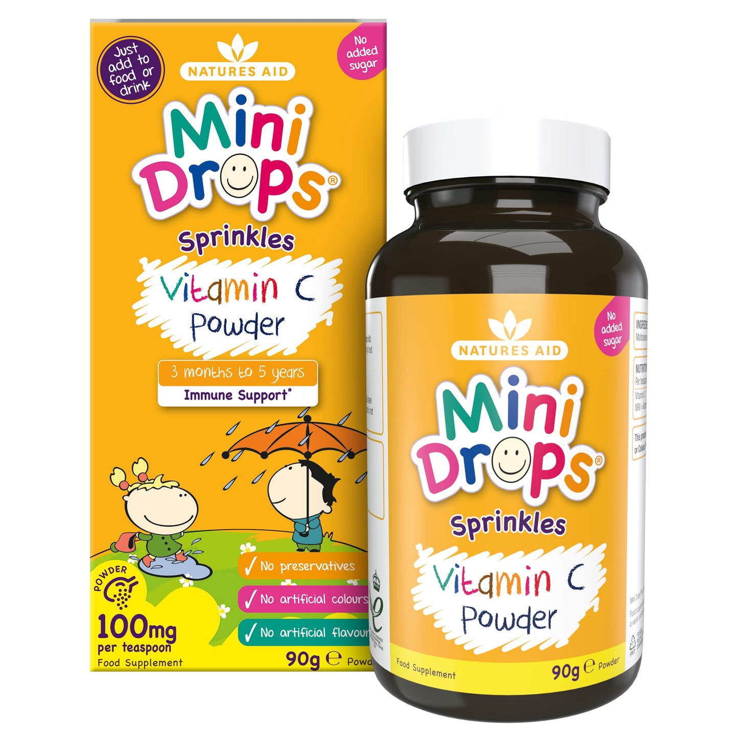 natures aid Natures Aid Mini Drops Sprinkles Vitamin C Powder for Infants & Children, 90g