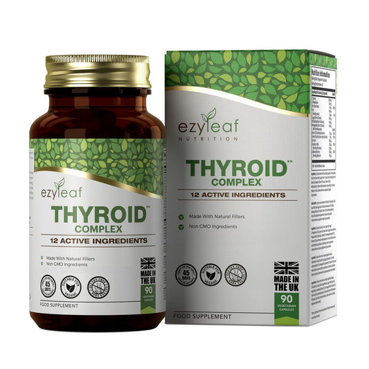 Ezyleaf Nutrition Ezyleaf Thyroid Complex | L Tyrosine Thyroid Support Supplement with Ashwagandha, Iodine, Zinc, Kelp, Sea Moss, Potassium Iodide, Guggul Extract & Selenium | 90 L-Tyrosine Capsules | UK ISO Certified