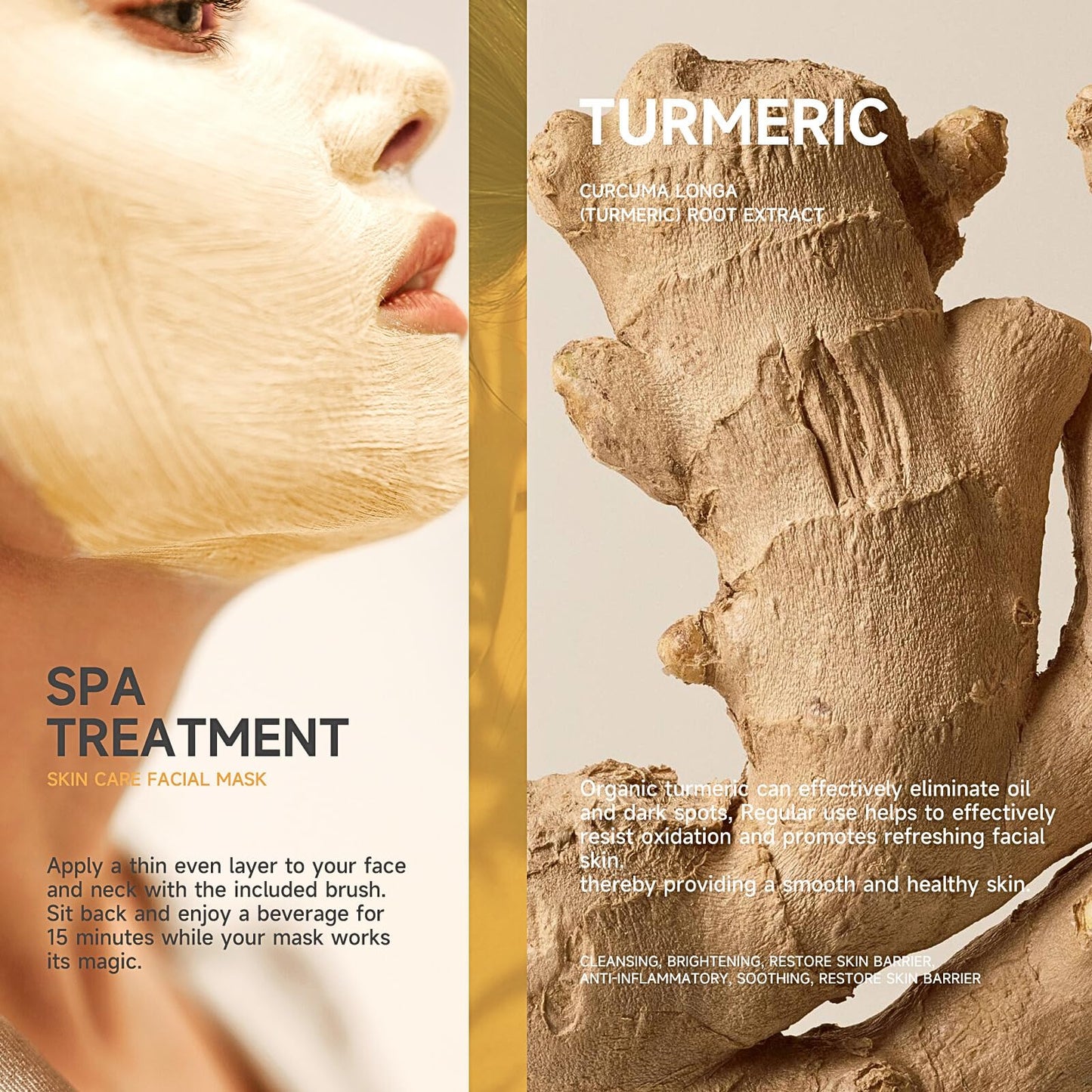 Lumiter Clay Mask Sticks, Green Tea Mask Stick + Turmeric Mud Mask Sticks, Deep Cleansing, Radiant Skin Care Set, 2-Pack