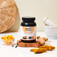 Yelixir Nutrition Curcumin Capsules 120 nos, Curcumin 95% Extract with High Strength Ginger and Black Pepper Extract, 550 mg per Vegetarian Capsule