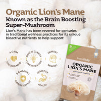 Organic Lions Mane Mushroom Powder - 200g High Strength Full Spectrum Lions Mane Supplement to Support Brain & Mental Performance by Inner Vitality