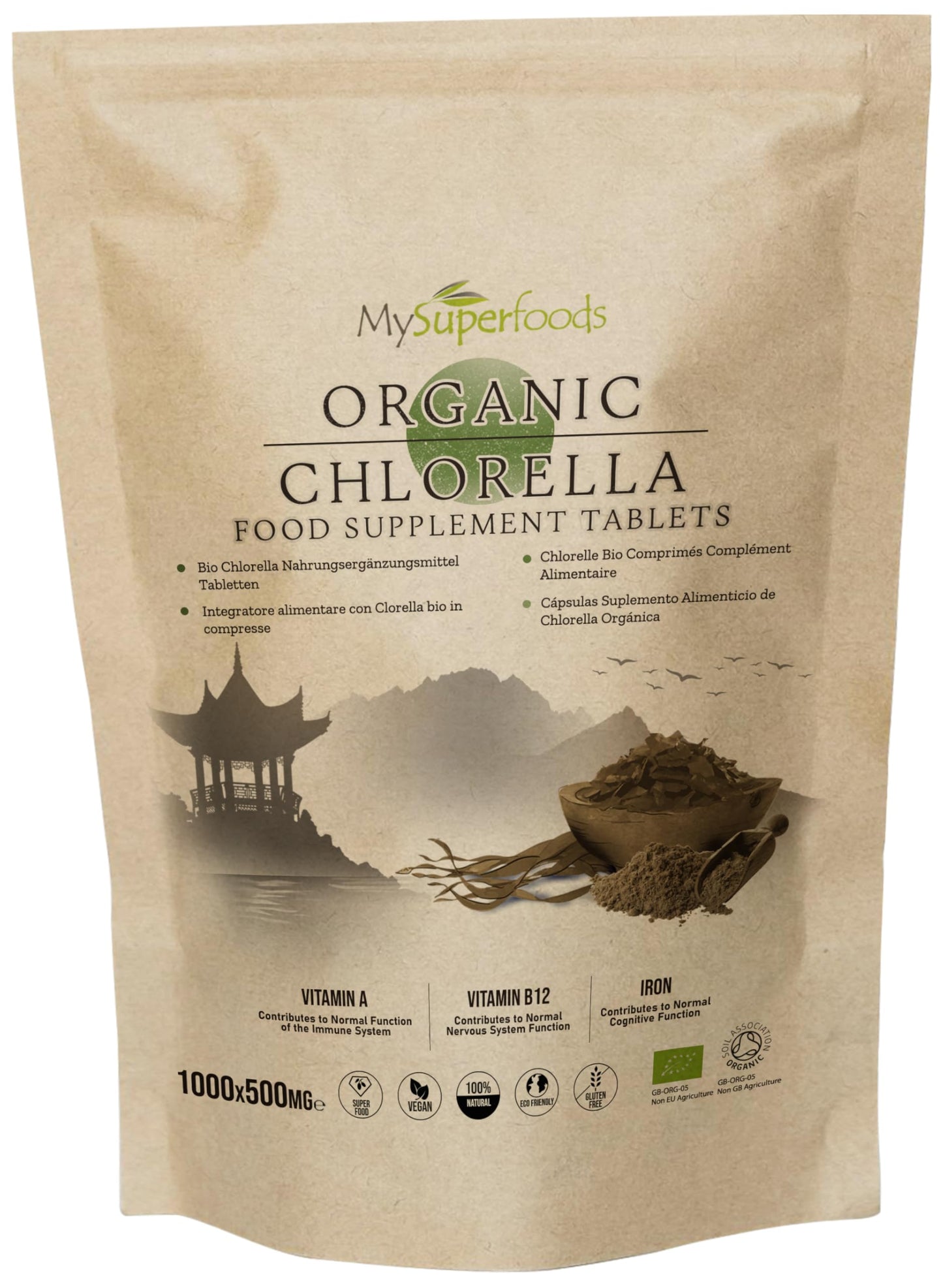 Chlorella Tablets | Organic | 1000x500mg | Natural Source of Protein | MySuperfoods