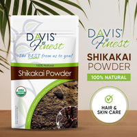 Davis Finest - Shikakai Powder 100g, SLS-free Hair Clarifying Shampoo for Growth, Hair Loss, Breakage, Frizz & Dandruff, Deep Conditioner, Natural Body Wash, Chemical Free, Vegan, Organic