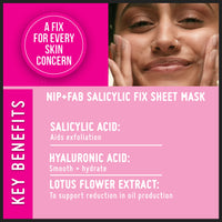 Nip+Fab Nip + Fab Salicylic Acid Fix Sheet Mask for Face with Salicylic Acid, Hyaluronic Acid, Lotus Flower BHA Facial Mask, 24ml