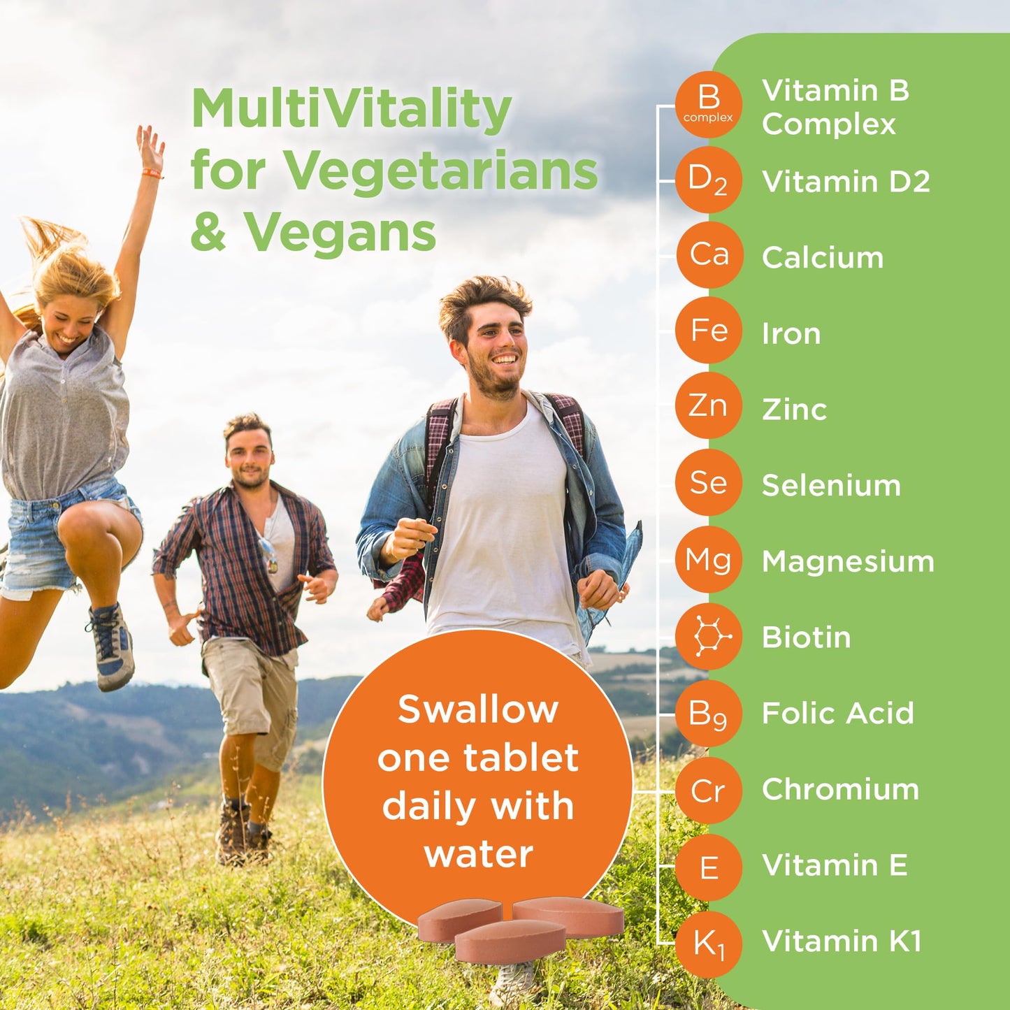Healthspan Multivitamin for Vegetarians & Vegans (120 Tablets) | Promotes Immune Health and Energy Levels | Supports Bones, Teeth & Muscles | Includes Vitamins B12 & D, Calcium, Iron & Zinc | Vegan