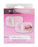 Brushworks Microfibre Wrist Wash Bands (Pink) – Reusable, Soft & Absorbent Face Washing Wristbands for Mess-Free Skincare Routine