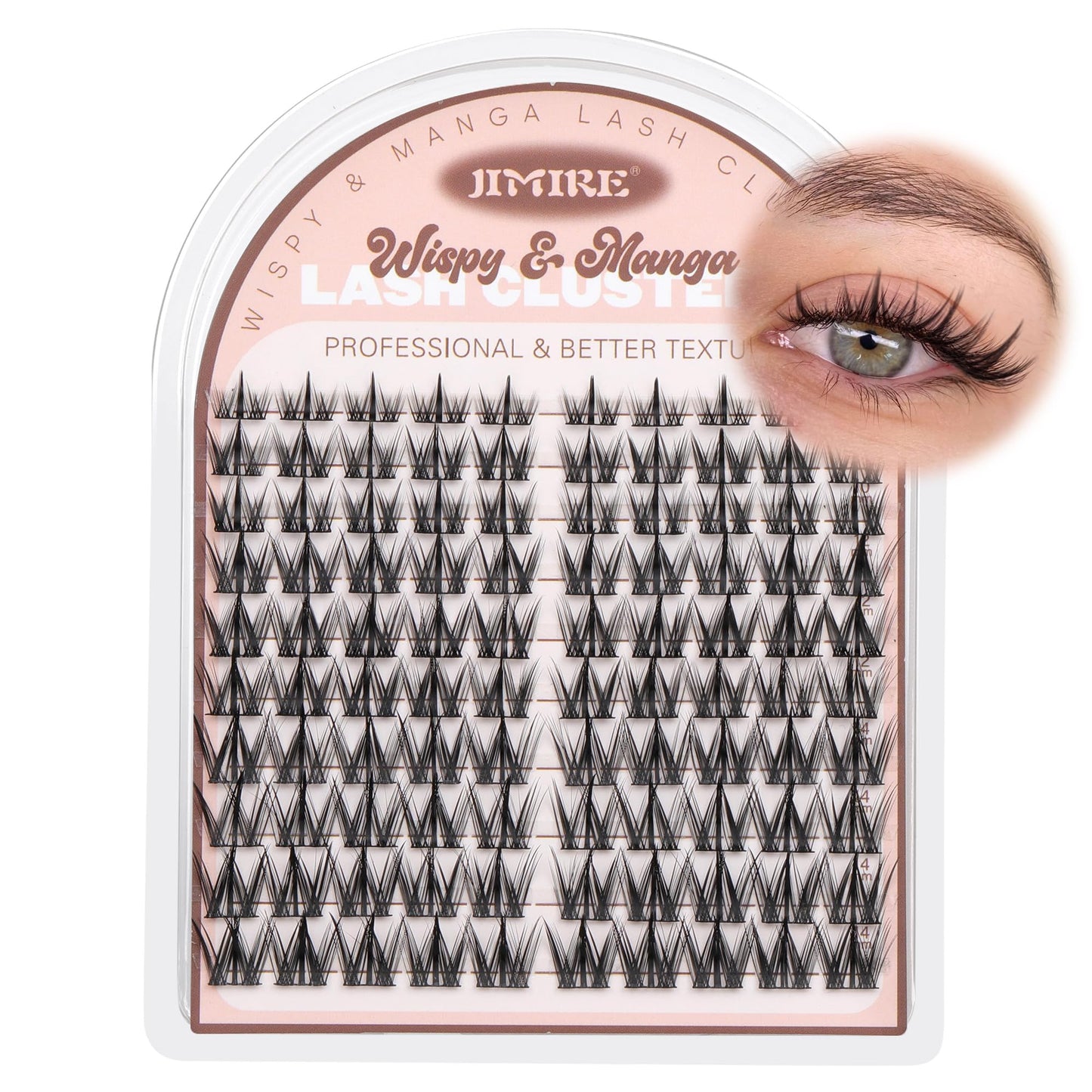 JIMIRE Manga Cluster Lashes Natural Look Anime Individual Eyelashes Cute 8-14MM Wispy Manhua Lash Clusters with Spiky 110 Pcs Manga Lashes Individual Cluster with Thin Band