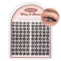 JIMIRE Manga Cluster Lashes Natural Look Anime Individual Eyelashes Cute 8-14MM Wispy Manhua Lash Clusters with Spiky 110 Pcs Manga Lashes Individual Cluster with Thin Band