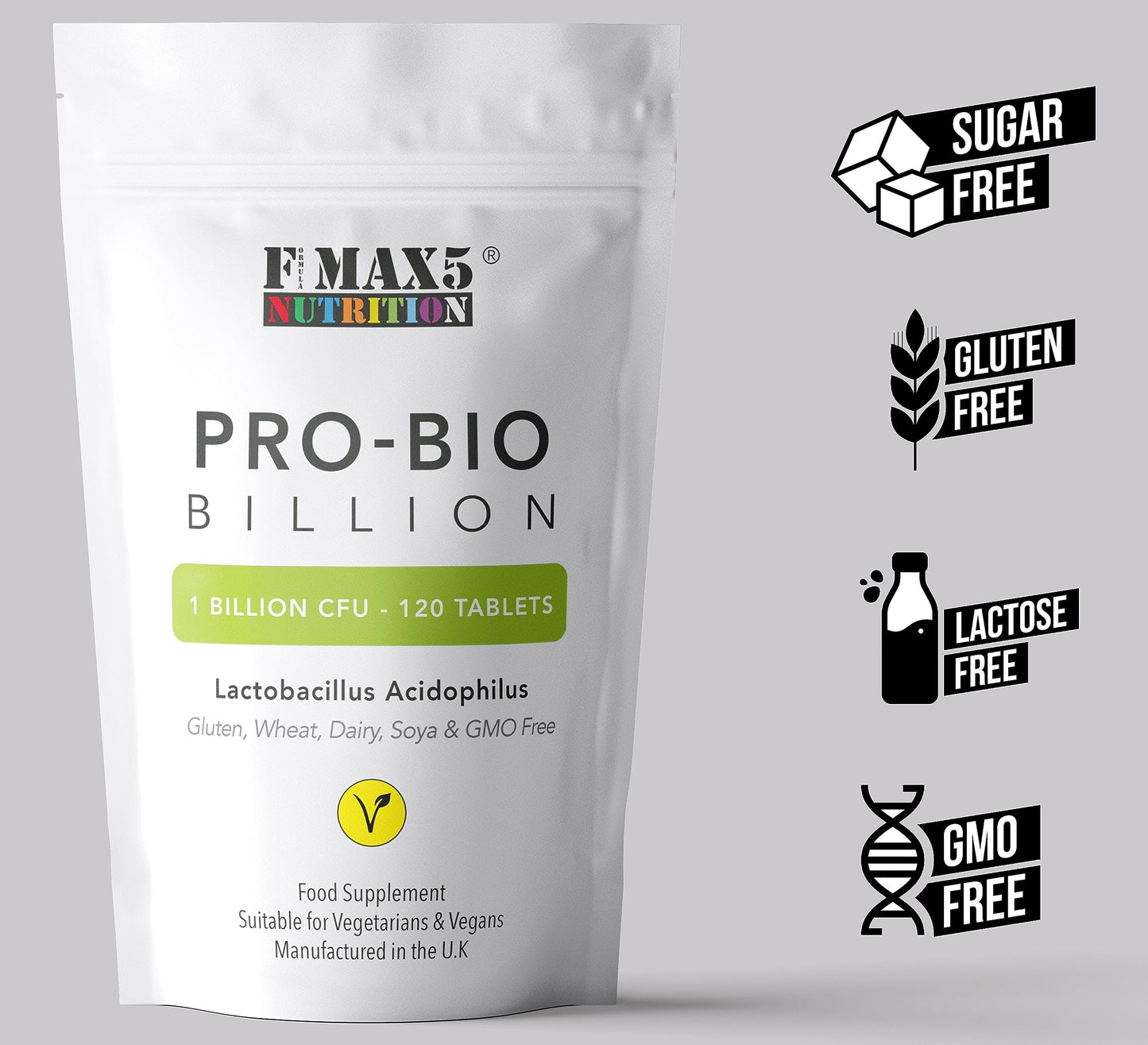 Probiotics for Gut Health - 120 Lactobacillus Acidophilus Tablets (Not Capsules) - High Strength CFU Probiotic Supplement for Men & Women - Vegan & UK Made