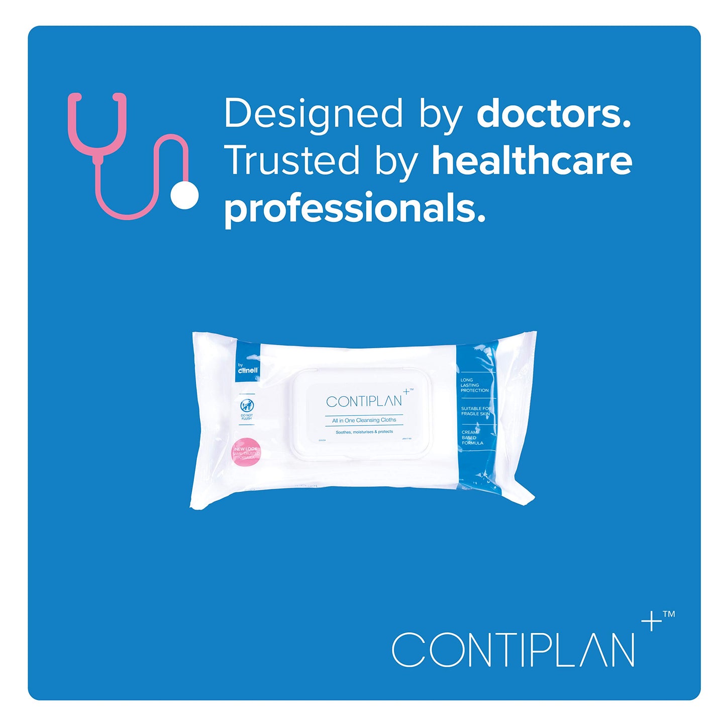 CONTIPLAN Incontinence Cleansing Cloths with Barrier Cream - All in One Cleansing Wipes Cleanses, Soothes and Moisturises - Pack of 25 Cloths