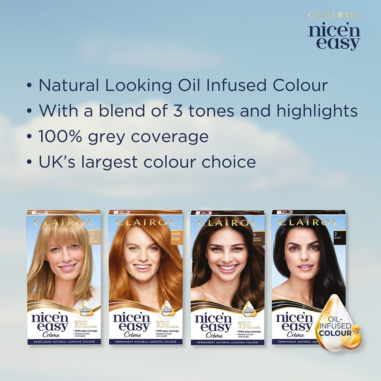 Clairol Nice'n Easy Crème, Natural Looking Oil Infused Permanent Hair Dye, 6RR Ruby Red