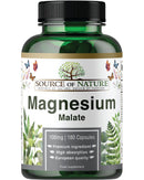 Source of Nature® | Magnesium Malate 645mg | 180 Capsules | 2-Month Supply | 100mg Elemental | High Bioavailability | Easy on The Stomach | Laboratory Tested