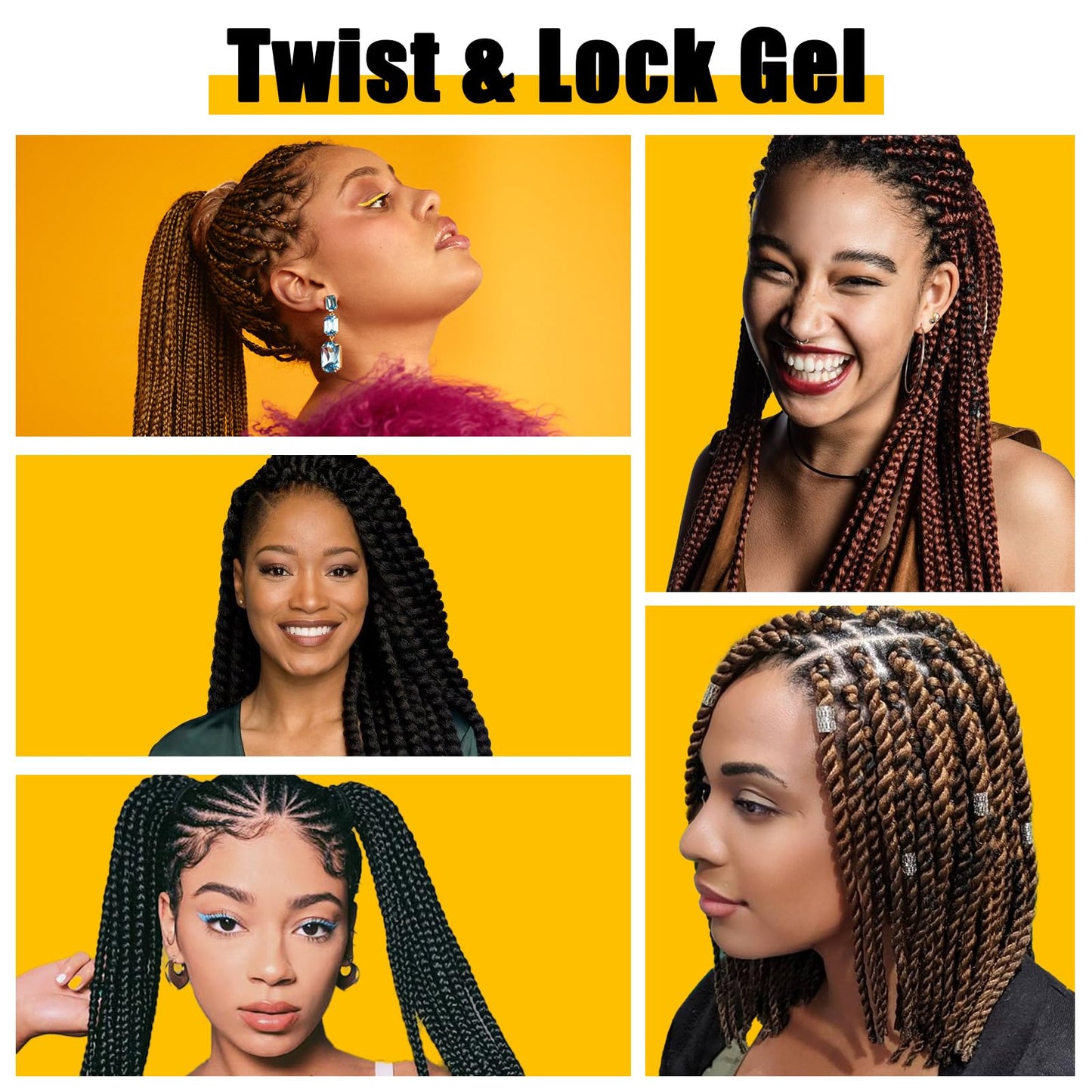 WOZUTUNT Strong Hold Braiding Gel for Twists, Locs, Edges, Cornrows - with Hair Combs for Effortless Styling - No Flake, High Shine, Smoothing, Tames Frizz Braid Gel & Edge Control 8.8 OZ