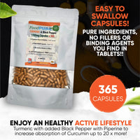 FoodPURA Turmeric with Black Pepper Capsules High Strength 1700mg HACCP Certified, Manufactured in The UK by FoodPURA 1 Pack of 365 Capsules … …