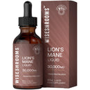 Lions Mane Supplement Liquid Drops 30,000mg | High Strength Lions Mane | from Fruiting Body | 60ml Bottle - Vegan | Wiseshrooms