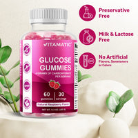 Vitamatic Glucose Chweble Gummies - 60 Count - Natural Raspberry Flavor - 4G of Carbohydrate per Serving