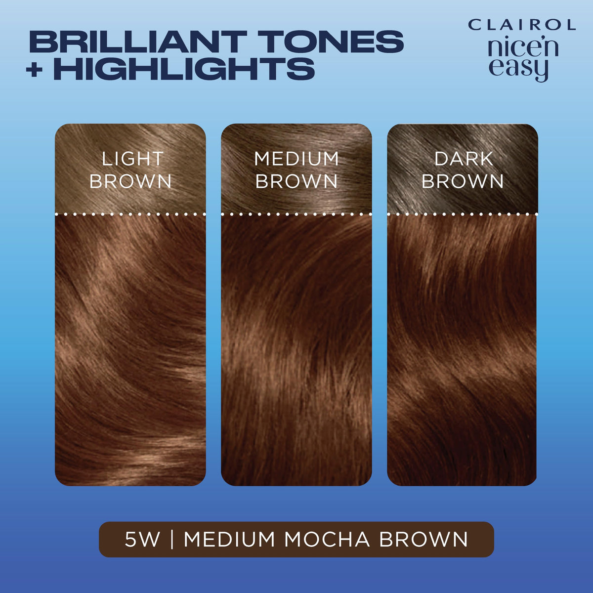 Clairol Nice'n Easy Crème, Natural Looking Oil Infused Permanent Hair Dye, 5W Medium Mocha Brown