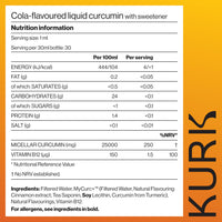 Kurk KURK Essential Liquid Turmeric Supplement, Turmeric Curcumin Drops, Oil for Advanced Everyday Wellness, Focus & Energy, 185x More Absorbable Than Powders, Plant-Based (Cola) (30ml)