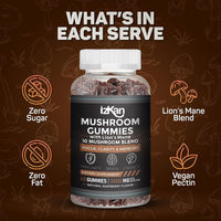 Izkan Lion's Mane Gummies 3000mg - 10 Brain Health Mushrooms Gummies Supplement Promotes Focus, Memory, and Mood - 60 Count (Rasberry Flavor, Halal, Gluten-Free, Vegan) (2)