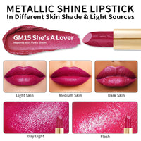 Oulac OULAC Glow Metallic Shine Pink Lipstick, Rose High Impact Lipcolor, Lightweight Soft and Ultra Hydrating, Long Lasting, Vegan & Cruelty-Free, Full Coverage Lip Color 4.3 g/0.15 GM15 She's A Lover