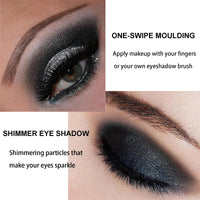 QUIWEN Single Matte Black Eyeshadow, Black Eye Make-Up Pressed Fine Powder Eyeshadow High Pigment Longwear Waterproof Single Black Eye Shadow With Brush for All Skin Tone