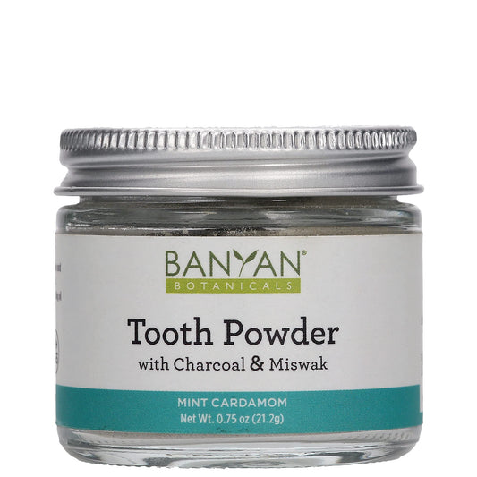Banyan Botanicals Mint Cardamom Tooth Powder – Ayurvedic Fluoride-Free Toothpaste Alternative with Miswak & Activated Charcoal (from Amla) – 0.75oz, 80+ Uses – Non GMO Sustainably Sourced Vegan
