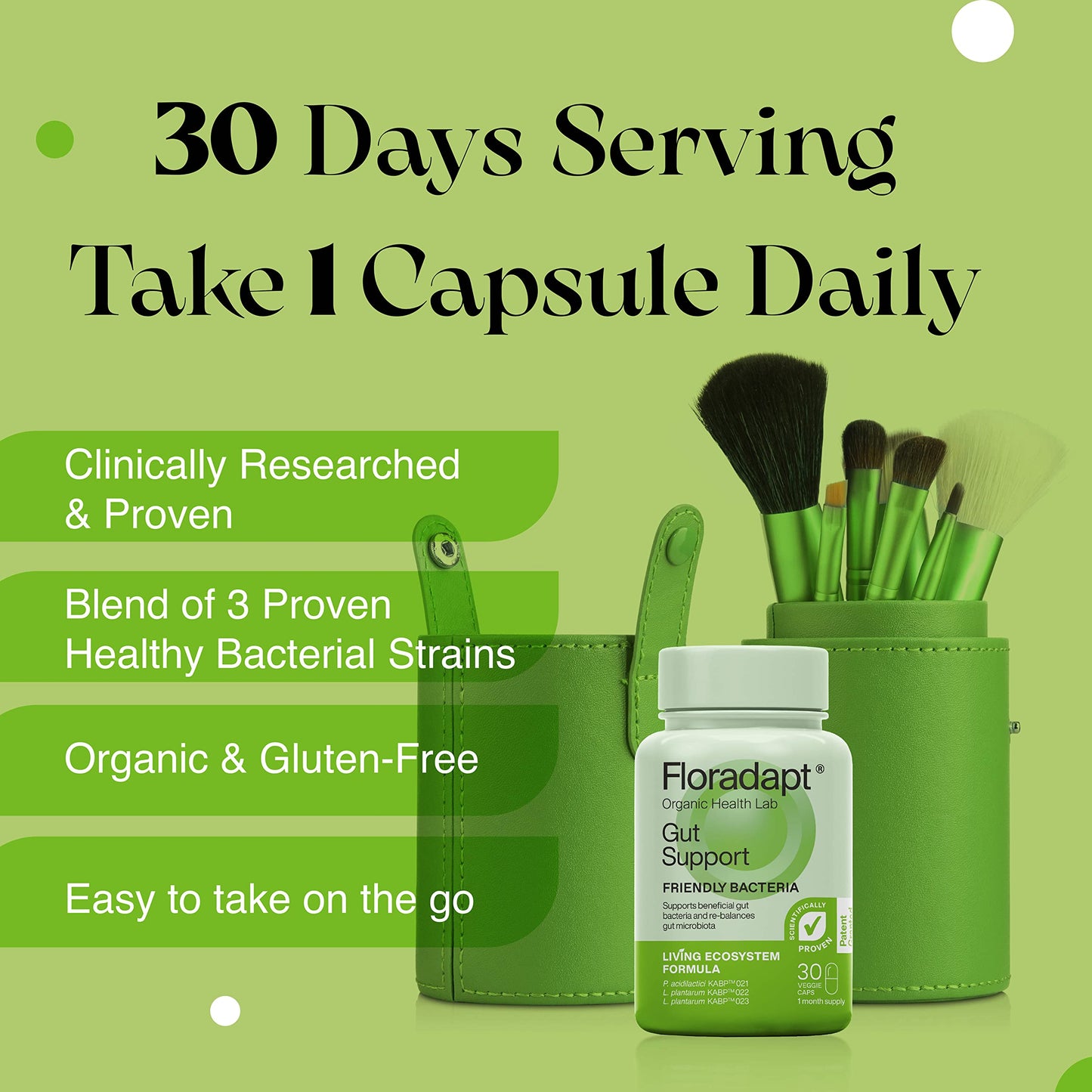 Floradapt Gut Support Probiotics for Bloating Relief, Improved Digestion & IBS Relief | Vegan & Certified Gut Health Supplement | Recommended by The WGO | (30 Day Supply)