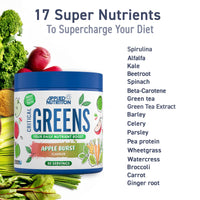 Applied Nutrition Critical Greens Powder and Superfood Blend for Gut Health Energy and Immune Support Vegan Daily Greens Juice Powder (150g - 30 Servings) (Apple Burst)