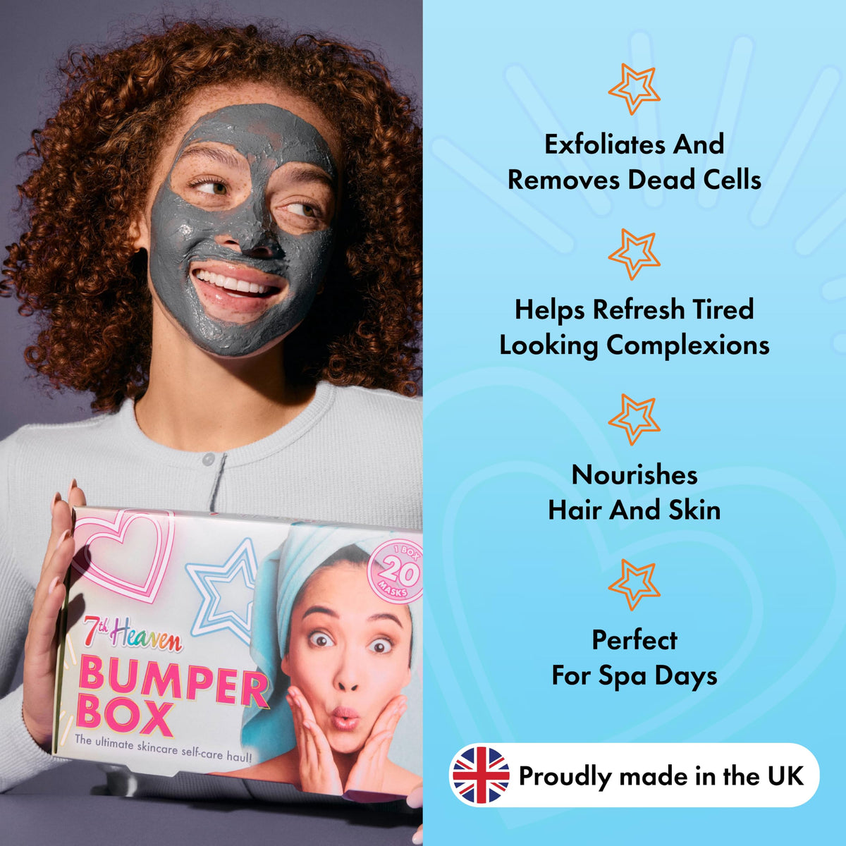 7th Heaven Bumper Box Skin Care Gift Collection, Pack of 20 Face, Hair and Body Masks, Mud, Cream and Peel-Off Variety, Deeply Moisturising, Hydrating and Fruity Pamper Set