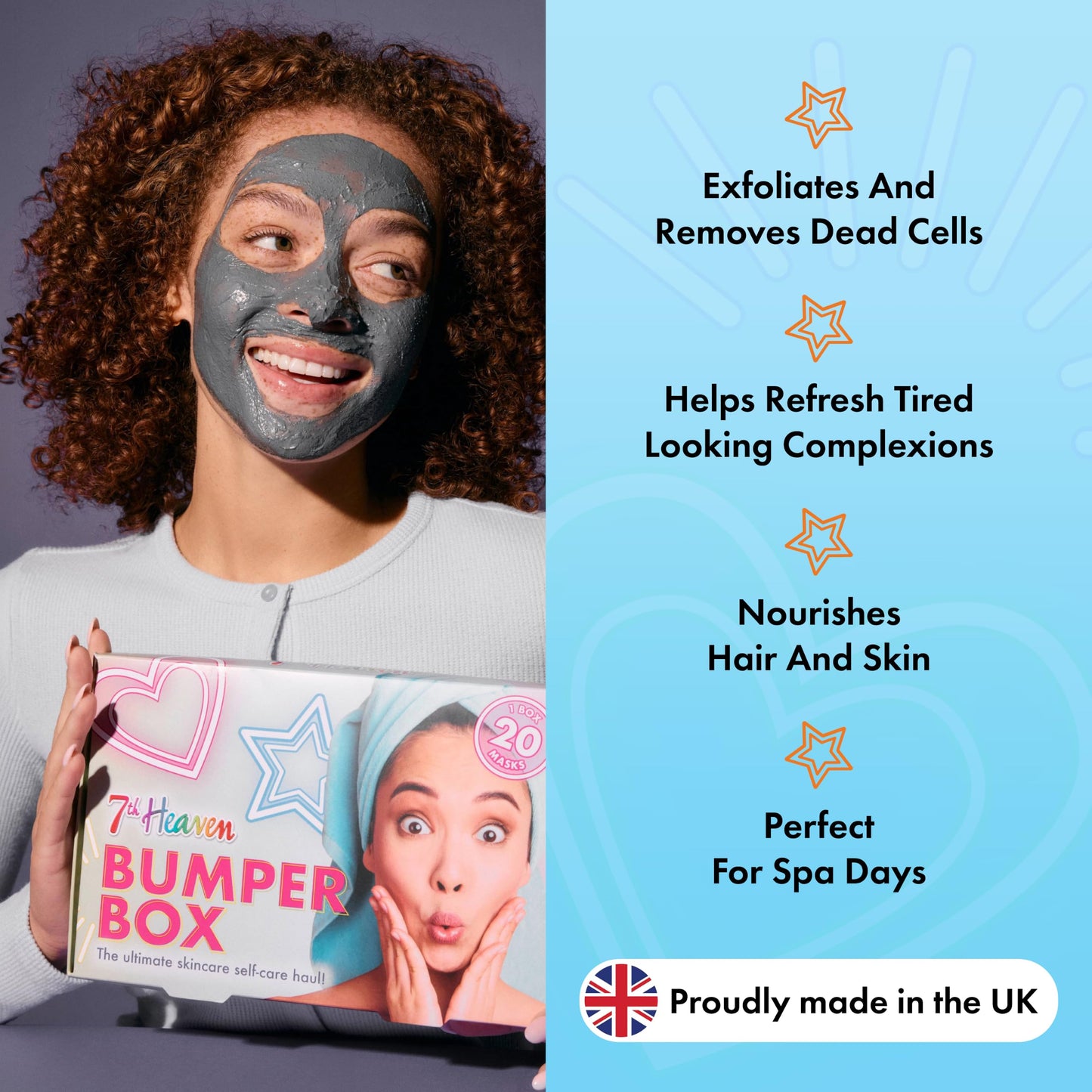 7th Heaven Bumper Box Skin Care Gift Collection, Pack of 20 Face, Hair and Body Masks, Mud, Cream and Peel-Off Variety, Deeply Moisturising, Hydrating and Fruity Pamper Set