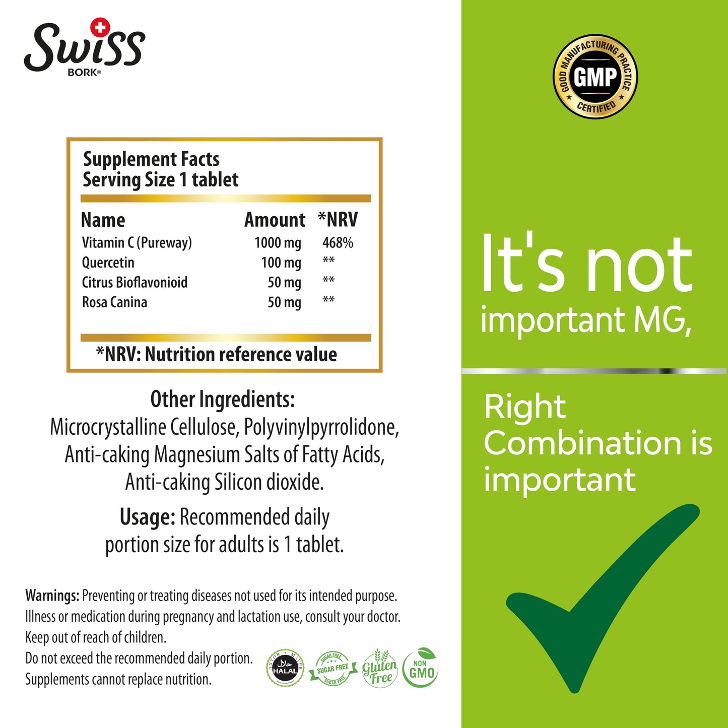 Swiss Bork SWISS BORK Natural Vitamin C Tablets (Ester C) – High Strength Vitamin C Supplement to Nourish Your Immune System, Enhance Radiant Vitality and Fight Free Radicals - 30 Effervescent Tablets (Halal)