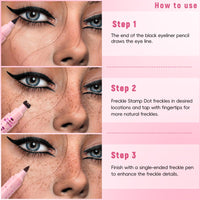 Noerrors 2PCS Freckle Stamp Pen for Natural Lifelike Faux Freckle, 2 in 1 Freckle Stamp Eyeliner and Soft Dot Spot Pen, Waterproof Long Lasting Fake Freckles Marker for Sunkissed Makeup #Light Brown