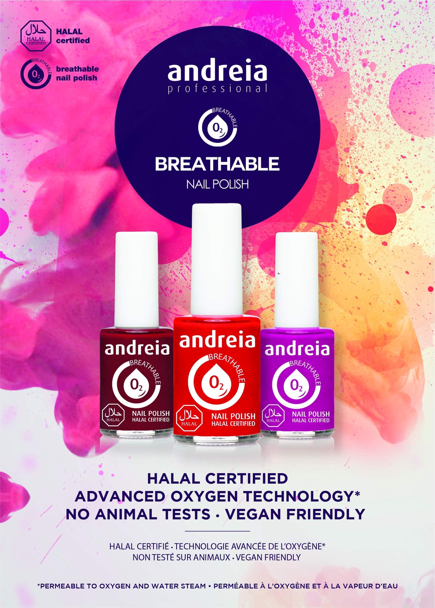 Andreia Halal Breathable Nail Polish - Water Permeable Nail Polish - Glossy Halal Nail Polish Vegan and Cruelty-Free - B20 Pearl White - Shades of Clear and Blue 10.5 ml
