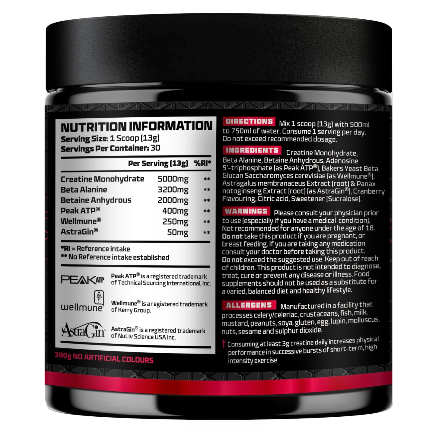 Beast Pharm Beast Big D Performance Formula with Creatine Monohydrate Powder and Patented Ingredients for Daily Strength, Stamina and Endurance by Eddie Hall, 30 Servings, Cranberry