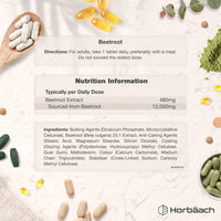 Horbäach Beetroot Tablets 12,000mg | 120 Tablets | High Strength 25:1 Beetroot Extract | Suitable for Vegans and Vegetarians | by Horbaach