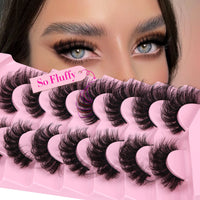 JIMIRE Eyelahes D Curl Faux Mink Lashes Fluffy Cat Eye 20MM Dramatic False Eyelashes Look Like Eyelash Extensions Cat Eye Lashes Wispy Full Eyelashes 7 Pairs Pack