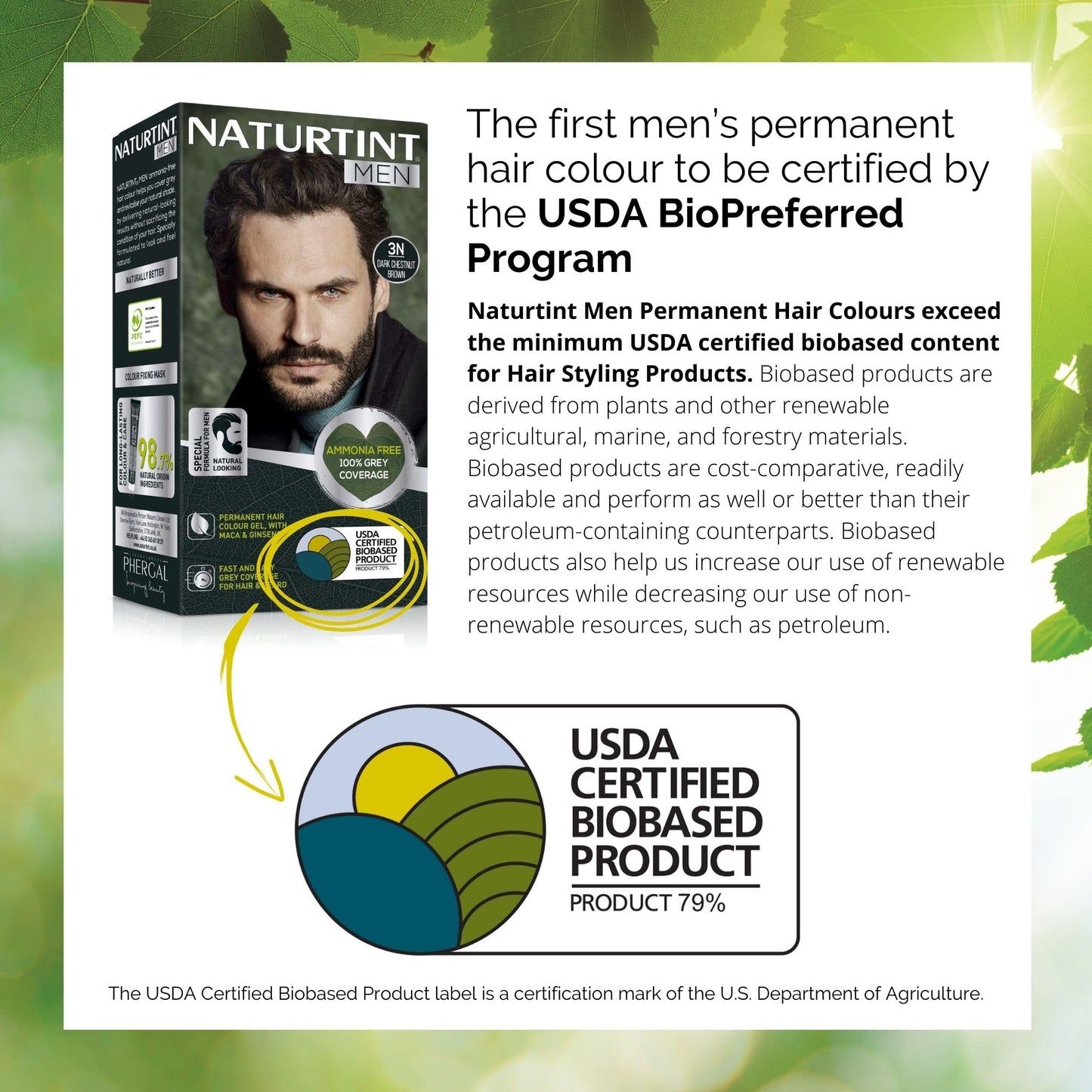 Naturtint Mens Permanent Hair Colour Gel 3N Dark Chestnut Brown for Hair Beard and Moustache. Ammonia Free, up to 100% Grey Coverage, Natural Looking Long Lasting Results